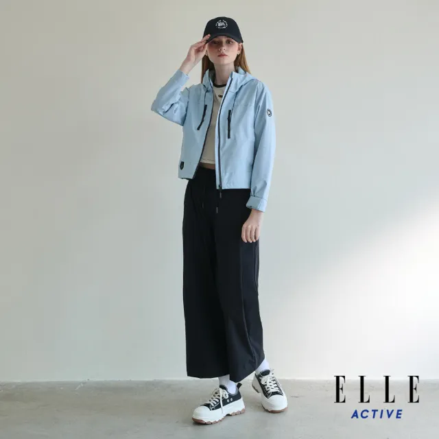 【ELLE ACTIVE】女款 簡約寬版休閒長褲-黑色(EA25S2W3401-99)