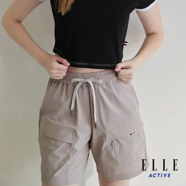 【ELLE ACTIVE】女款 抽繩口袋休閒短褲-卡其色(EA25S2W3002-82)