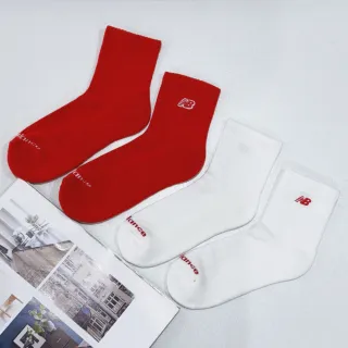 【NEW BALANCE】NB 中筒襪一組二入_LAS51272AS1_中性_白/紅(加價購)