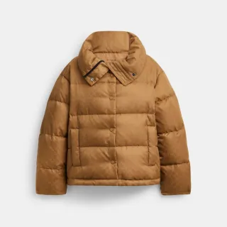 【COACH】蔻馳官方直營 尼龍經典Logo 短版羽絨外套-奶茶色(CV411)