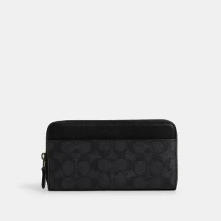 【COACH】蔻馳官方直營 經典Logo風琴褶皮夾 錢包-QB/炭黑色/黑色(CY405)