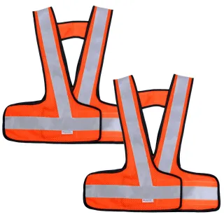 【Yenzch】2入 V型網布反光背心 台灣製/3M Scotchlite RM-10534-1(螢光橘)
