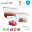 【美國Stasher】碗形S+M+L 實用推薦3件組｜矽膠密封保鮮食物袋(食物分裝、冷凍分裝、專利按壓即密封)