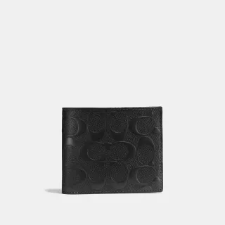 【COACH】蔻馳官方直營 經典Logo皮革三合一皮夾-黑色(CR957)