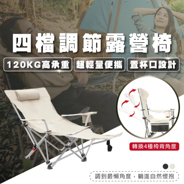 【TAS CAMP】超輕量四檔調節露營躺椅(折疊椅 可收納腳拖 四檔調節 露營躺椅 折疊椅 露營椅 輕量躺椅)