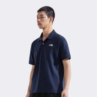 【The North Face 官方旗艦】北面男款藍色短袖POLO衫｜87UX8K2