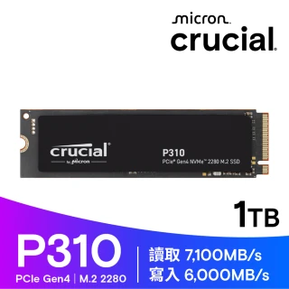 【Crucial 美光】P310 1TB SSD_讀 7100M/寫 6000M(CT1000P310SSD8)