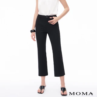 【MOMA】纖長都會錦棉開衩小喇叭褲(黑色)