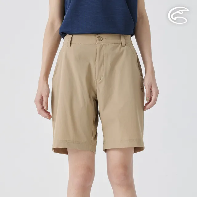 【ADISI】女彈性透氣快乾休閒五分褲AP2511084卡其(四面彈 透氣 吸濕排汗 速乾 休閒褲 短褲)