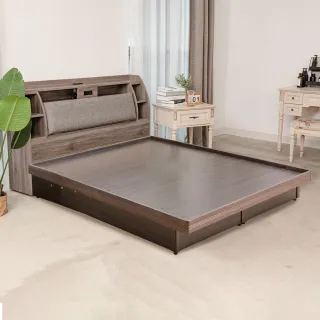 【KIKY】皓鑭-附插座靠枕二件床組 單人加大3.5尺(床頭箱+掀床底)