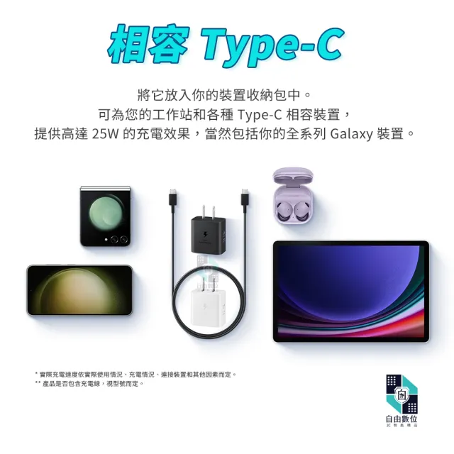 【Samsung 三星】原廠 GaN氮化鎵 25W 快充充電頭 Type-C 通用型旅充(EP-T2510 台灣公司貨 PD3.0)