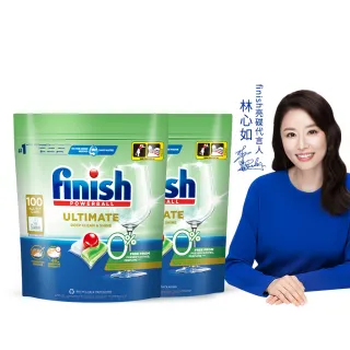 【finish 亮碟】洗碗機零添加洗碗凝珠100顆x2(無香精/寶寶家庭/光潔軟水/全機型/洗碗錠/歐盟生態環保標章)