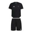 【adidas 愛迪達】兒童套裝-吸濕排汗短袖+透氣五分褲(小學 大童 短T 短褲 抑菌 抑味 彈性 透氣 快乾 經典)