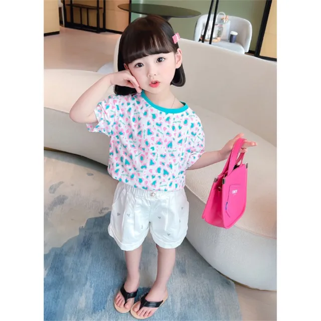 【安朵童舖】現貨韓版兒童豹紋短袖上衣女寶豹紋短袖T恤女童圓領寬鬆上衣(016)