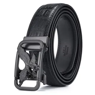 【Jpqueen】自信老鷹爪子紋耐磨真皮男性自動扣皮帶(黑色尺寸可選)