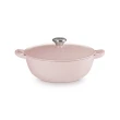 【Le Creuset】琺瑯鑄鐵媽咪鍋 24cm-雪紡粉/海岸藍/薰衣草(贈韓式湯碗-貝殼粉)