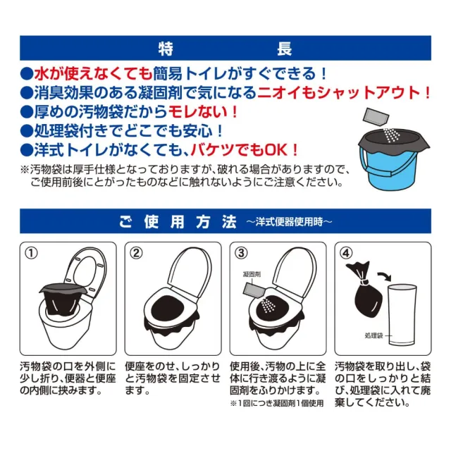 【KOKUBO】小久保工業所 緊急簡易如廁袋 10回入x1盒(簡易馬桶 緊急用 地震 防災 野外 簡易廁所 簡單衛生)