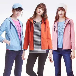 【MYVEGA 麥雪爾】出清品 格紋滾邊連帽抽繩風衣外套(共三色)