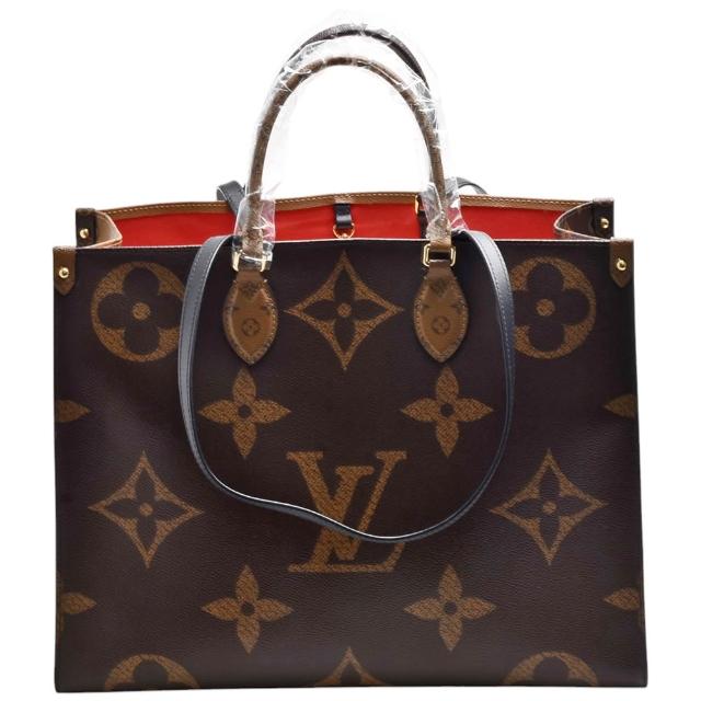 LV LOUIS VUITTON路易威登 M45320 經典 OnTheGo GM Monogram 雙色帆布手提 / 斜背包