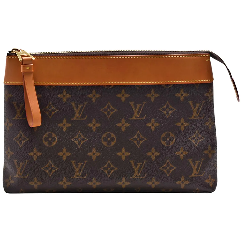 【Louis Vuitton 路易威登】M14057經典Pochette Voyage Souple印花帆布手拿包