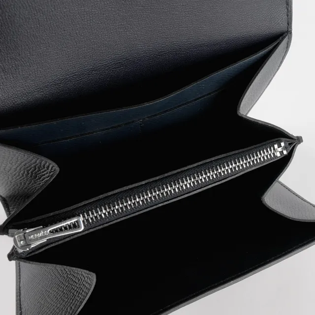 【Hermes 愛馬仕】銀釦 Epsom皮 Constance 二折短夾_展示品(深藍色)