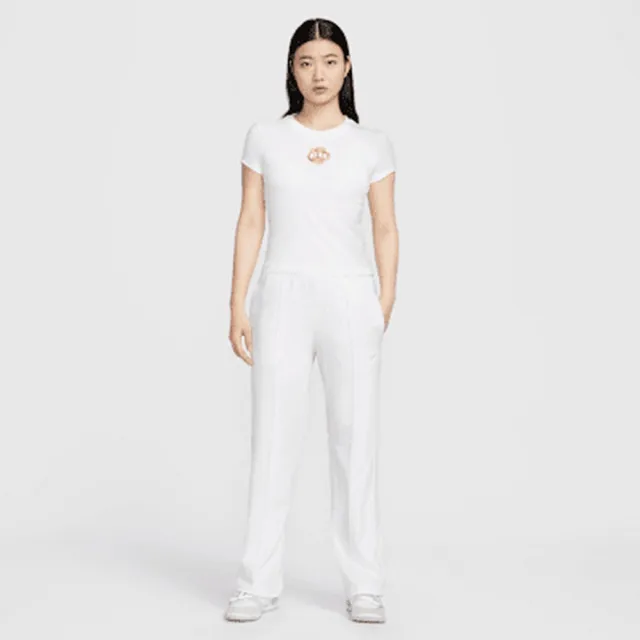 【NIKE 耐吉】短袖上衣 運動 休閒 短版 修身 女 AS W NSW CHLL KNT MD CRP GCEL 白色(IF0393100)