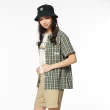 【JEEP】女裝 清新藍調格紋短袖襯衫(綠色)