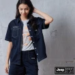 【JEEP】女裝 率性鋒芒工裝短袖襯衫(藍色)