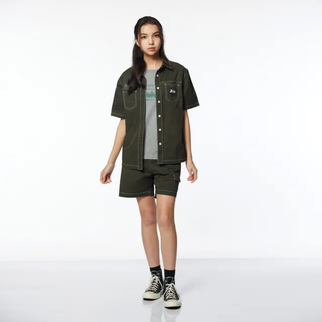 【JEEP】女裝 率性鋒芒工裝短袖襯衫(綠色)