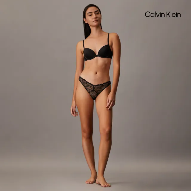 【CALVIN KLEIN】官方旗艦館 CK Attraction 深 V 托高胸圍_黑色