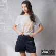【JEEP】女裝 壓線剪裁多口袋短褲(藍色)