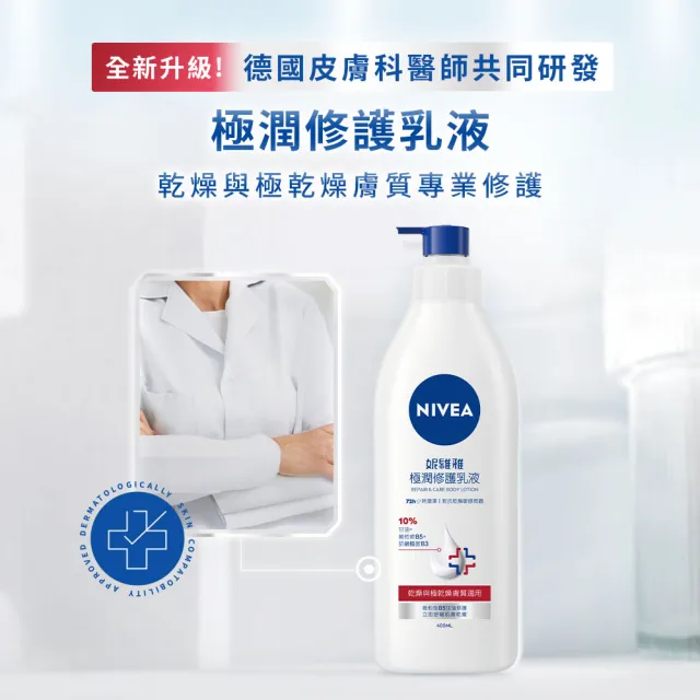 【NIVEA 妮維雅】極潤修護潤膚乳液400mlx6入(舒緩乾癢肌)