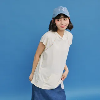 【Dailo】彩色線條連帽短袖上衣(藍 白 灰/魅力商品)
