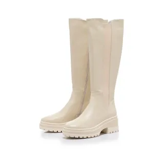 【FAIR LADY】軟實力  皮革拼接增高切爾西長靴(奶油白、7B2605)