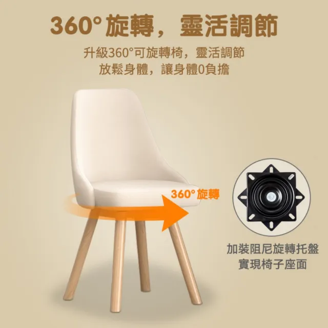 【小不記】360°旋轉靠背椅/升級乳膠層墊(化妝椅 梳妝椅 餐椅 書桌椅 餐桌椅 學習椅 椅子 客廳椅)