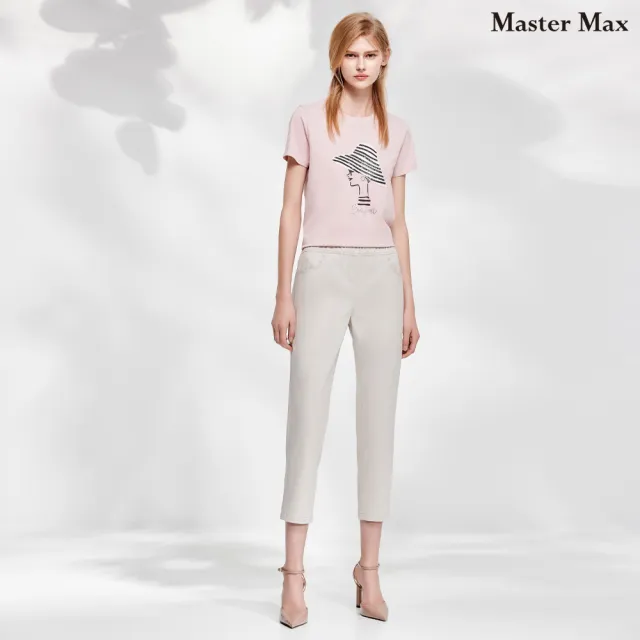 【Master Max】鬆緊腰頭棉質彈性修身八分褲(8413068)