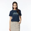 【JEEP】女裝 品牌LOGO純棉短袖T恤(藍色)