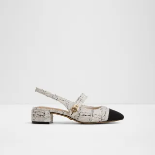 【ALDO】AGATHE-時尚經典圓頭粗跟鞋-女鞋(白色毛呢)