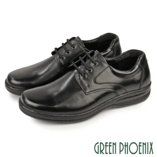 【GREEN PHOENIX 波兒德】男 紳士鞋 商務鞋 學生鞋 皮鞋 全真皮 牛皮 綁帶(黑色)