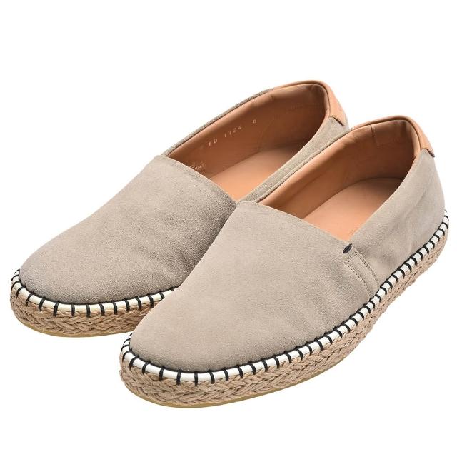 【Louis Vuitton 路易威登】LV  麂皮休閒草編樂福鞋(米灰色-FA0238-BRO)