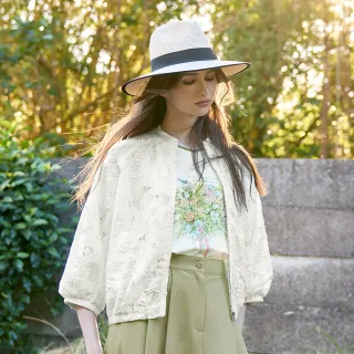 【ILEY 伊蕾】七分拉克蘭袖蕾絲外套(白；M-XL；1251464002)