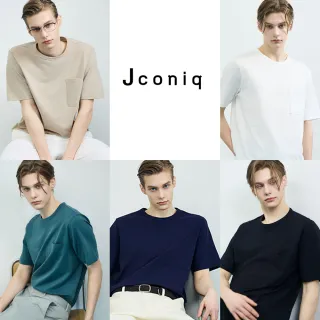 Jconiq100%有機棉圓領口袋T-男5件