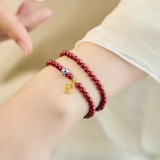 【LEEHER】串珠手鍊/硃砂手鍊/高純度紫金砂/平安招福/紅色手鍊/福字/避邪手鍊/手鍊/手串/ 