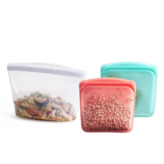 【美國Stasher】獨家碗形方形3入組_白金矽膠袋/密封袋/食物袋(保鮮袋/收納袋)