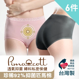 【LOHAS 樂活人生】5+1件組-台灣製歐洲皇室御用60針92%PIMA棉高腰抗敏+竹纖天絲棉高腰抗菌內褲(抑菌保健)