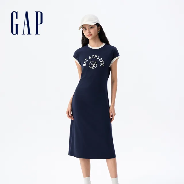 【GAP】Logo刺繡印花圓領翻領洋裝-多款任選(765947&764820&764921)