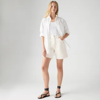 【LEVIS】女款 Baggy中腰膝上寬鬆直筒丹寧牛仔短褲 熱賣單品 A9311-0007