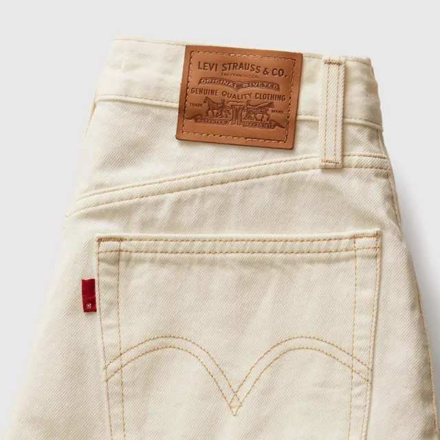 【LEVIS】女款 Baggy中腰膝上寬鬆直筒丹寧牛仔短褲 熱賣單品 A9311-0007