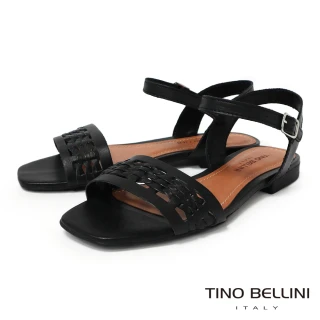 【TINO BELLINI 貝里尼】巴西進口編織平底涼鞋FSJT019-1(黑色)