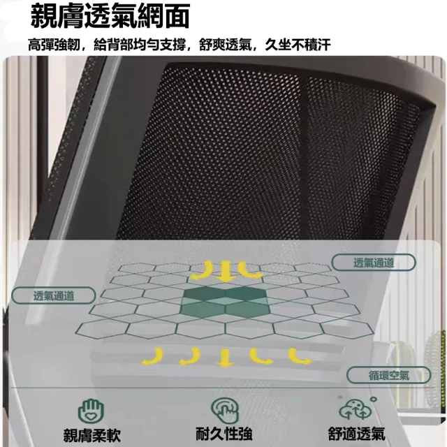 【E-factory】辦公椅 電腦椅 人體工學椅 靠背椅 會議椅 椅子 書桌椅 網椅弓形椅(454-HB辦公椅（黑色）)
